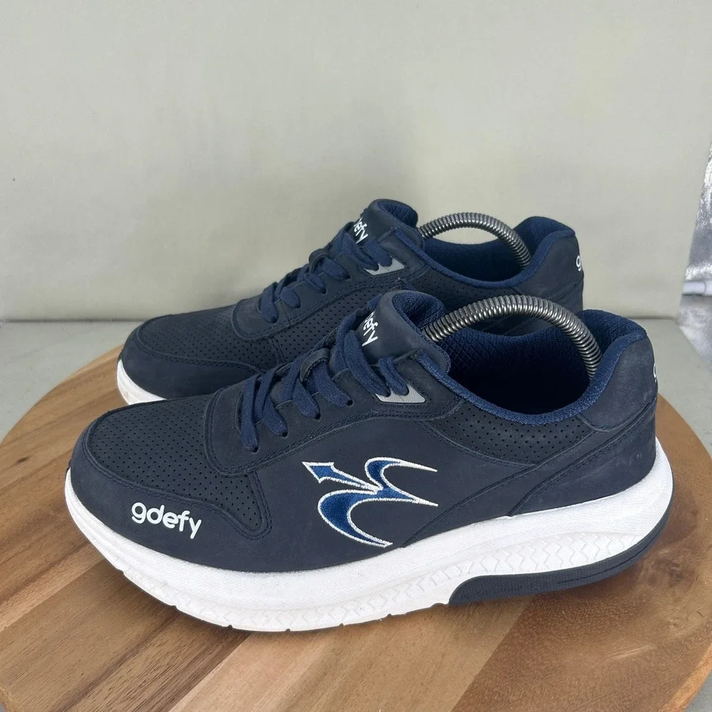 Gravity Defyer G-Defy Mens 10 Blue Leather Walking Shoes TB9023MWU-W VersoShock